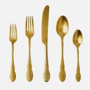 New Pioneer Woman Gold Maize 5-Piece Flatware Silverware Set, Service for 1